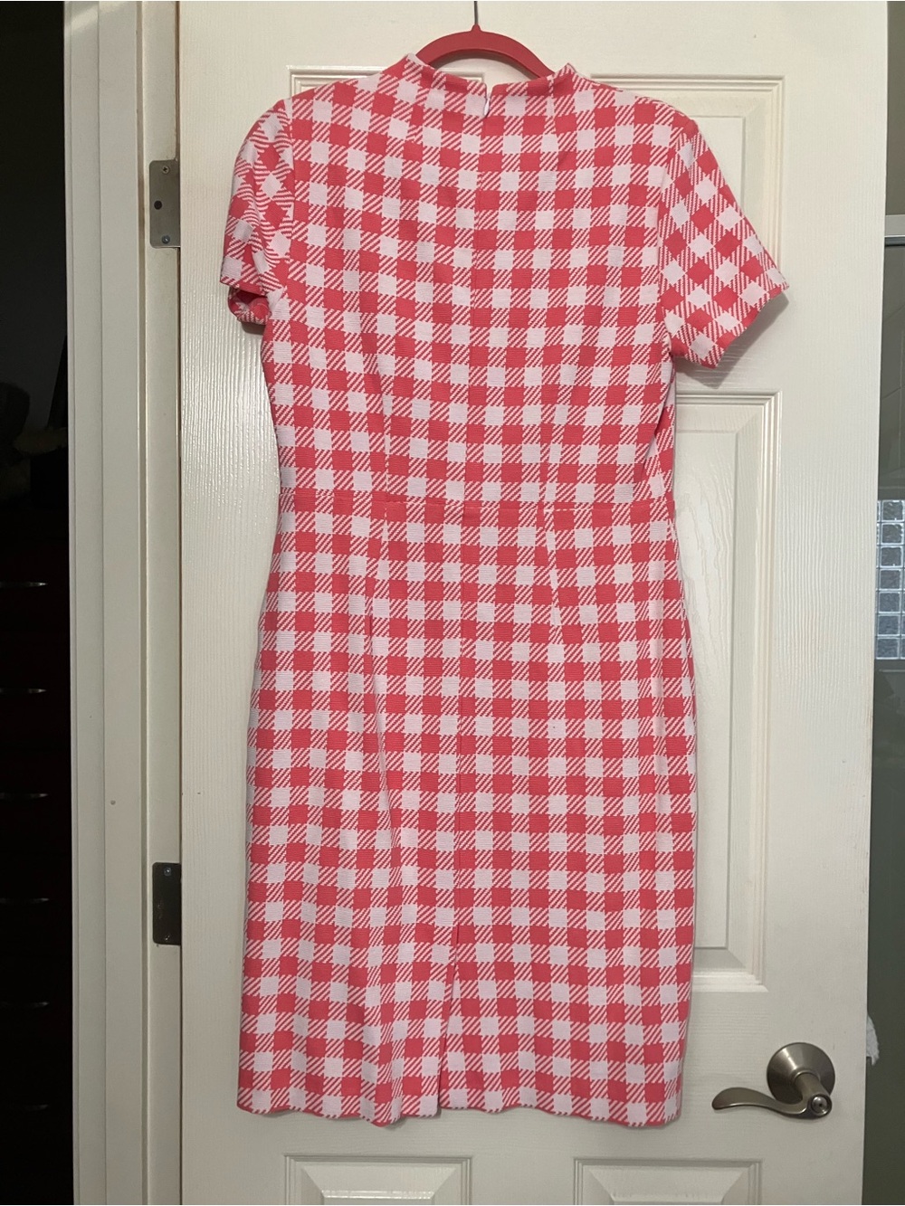 Ann Taylor Pink and White Gingham Midi Dress
